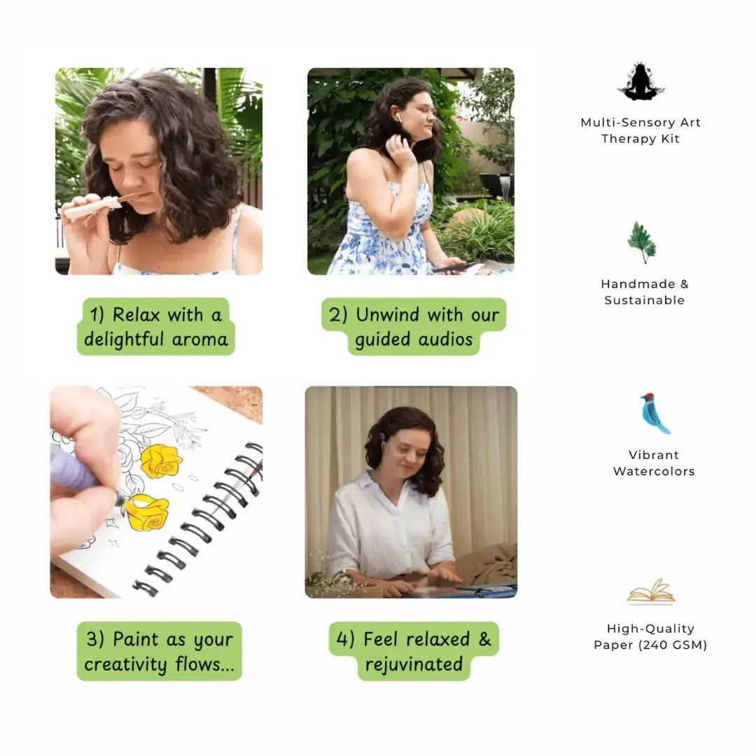 A6 Jute - Meditative with Art Kit - Floral