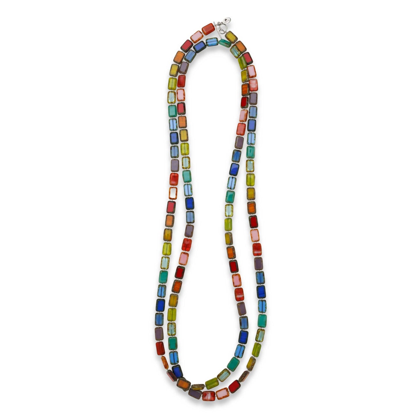 Rainbow Multicolor Long Beaded Necklace, Candyland Trilogy