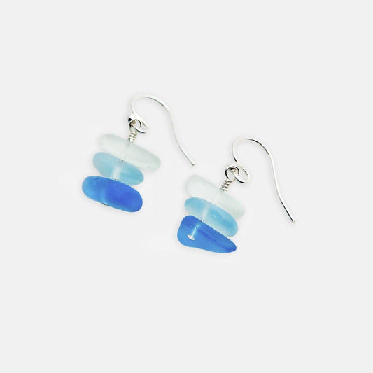 Aqua Seaglass Stack Earrings