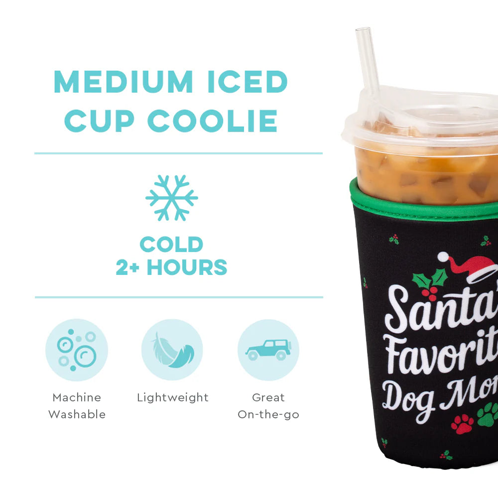 Santa's Favorite Dog Mom Medium Iced Cup Coolie