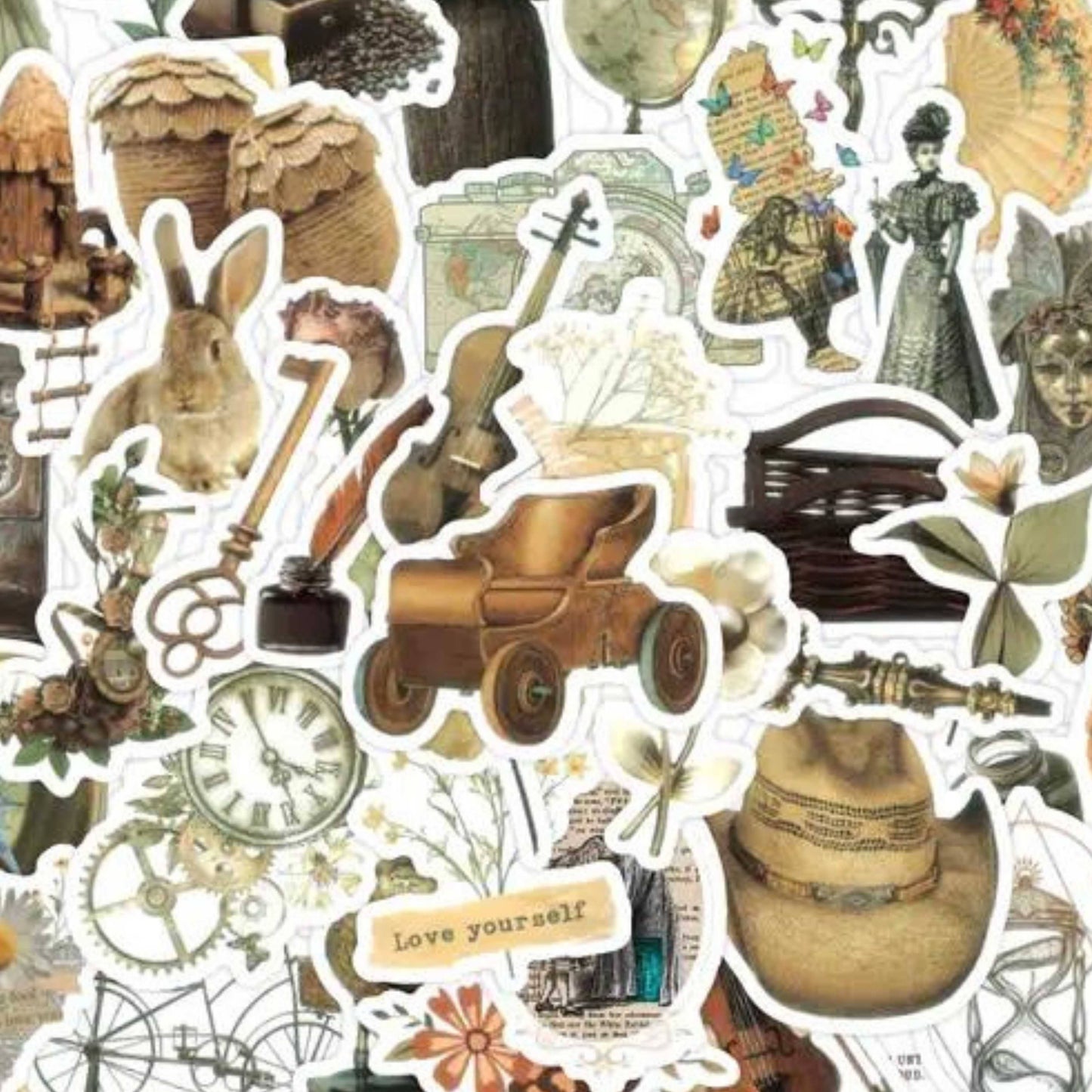 Mix of Retro Vintage Styled Stickers, Decals, Scrapbooking: 10 Stickers