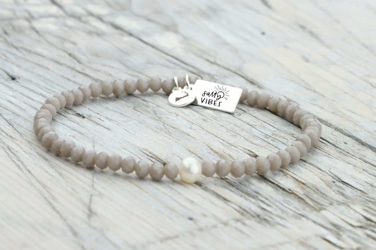 Tiny Vibes Bracelet - Salty Vibes Waterproof Pearl Crystal