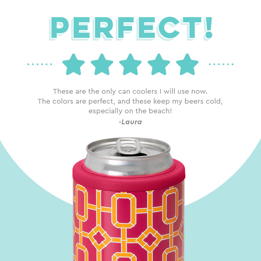 Pink Bamboo Trellis Skinny Can Cooler (12oz)