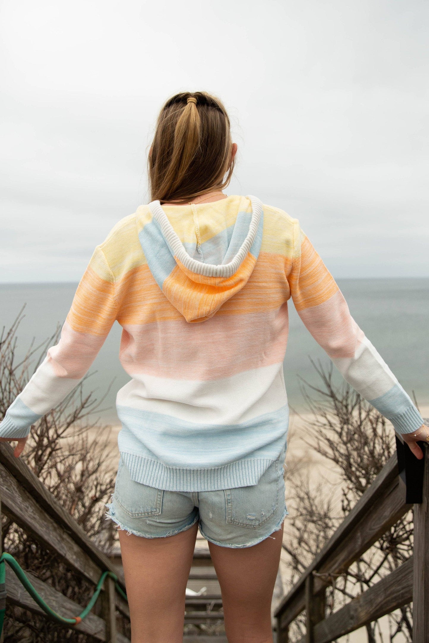 Zip Blue Block Up Beach Sweater