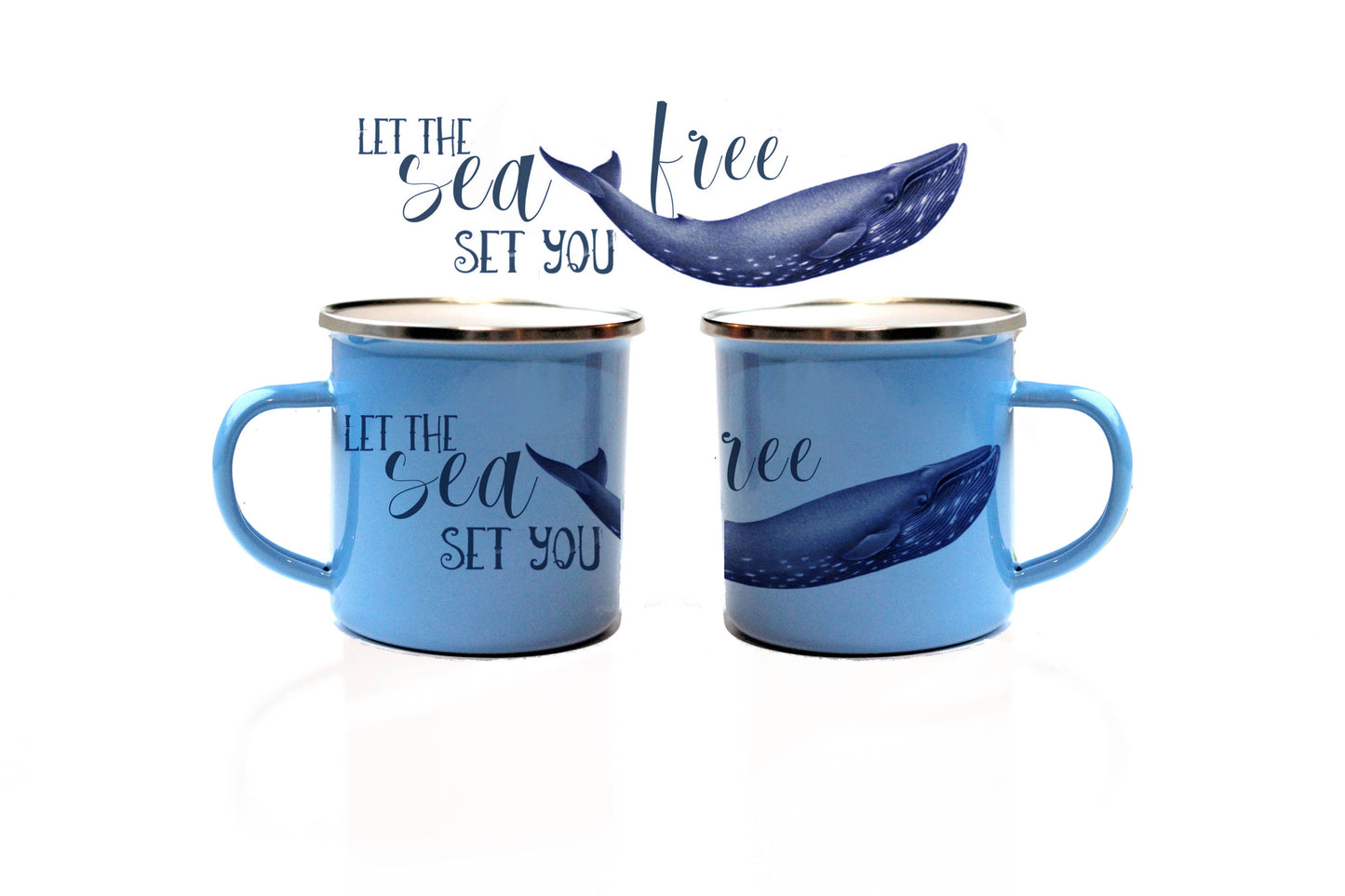 Whale Enamel Camp Mug | Nautical Ocean Coastal Gift Shops : White