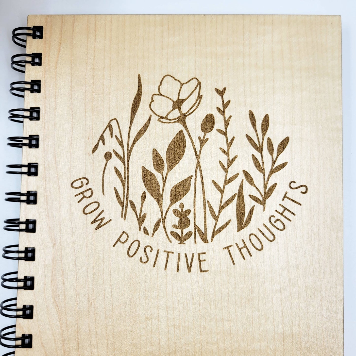 Positive thoughts wood journal - refillable notebook: Blank