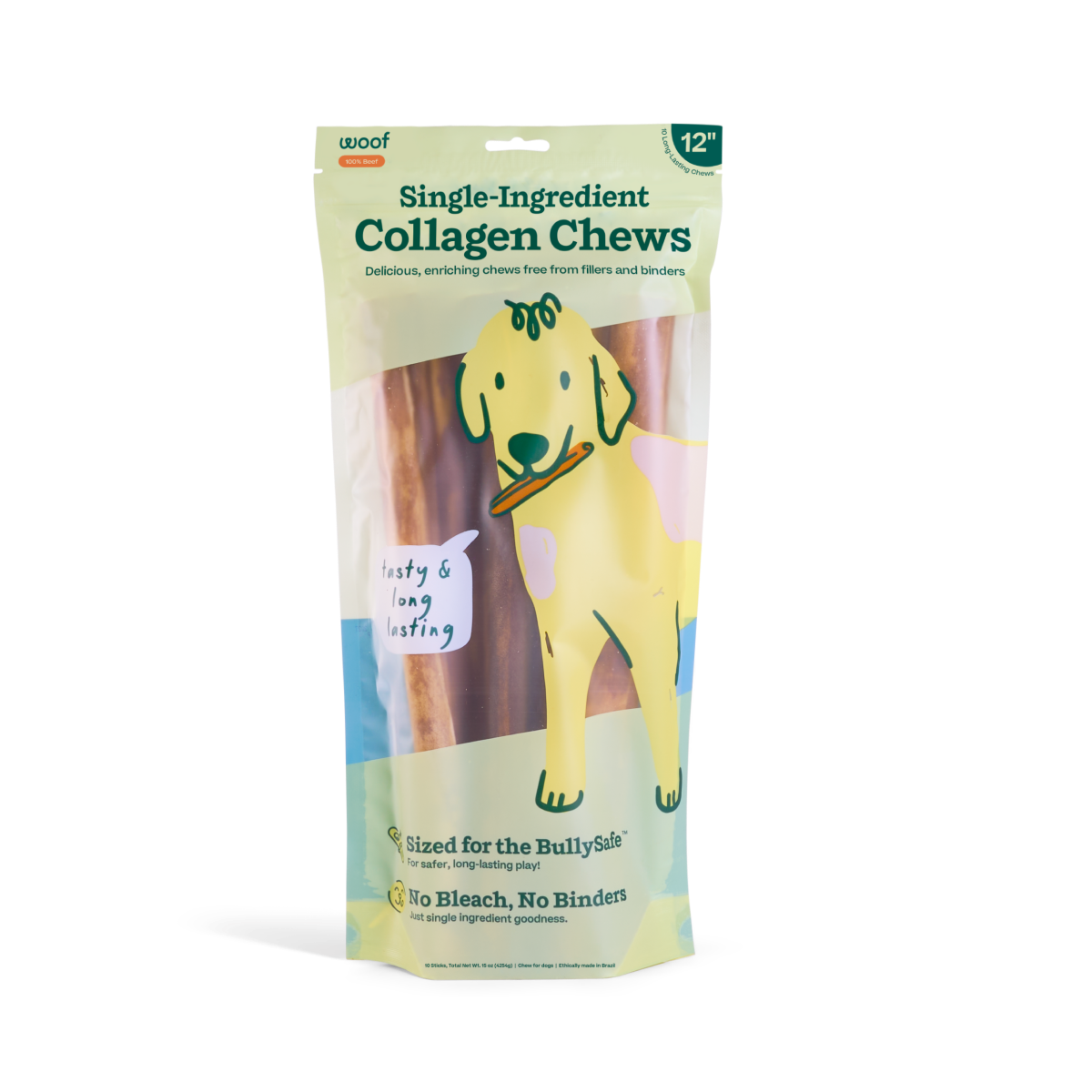 BullySafe Chews - Pure Collagen: Beef / 6-inch 10 pack