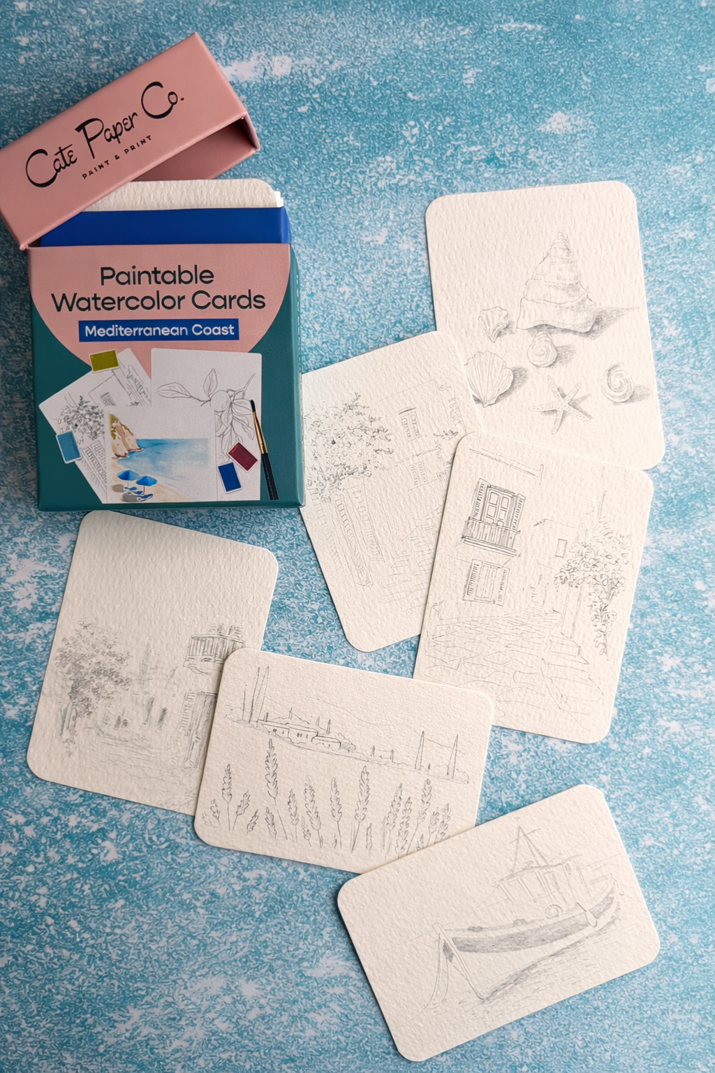 Paintable Watercolor Card Deck - Mediterranean Coast
