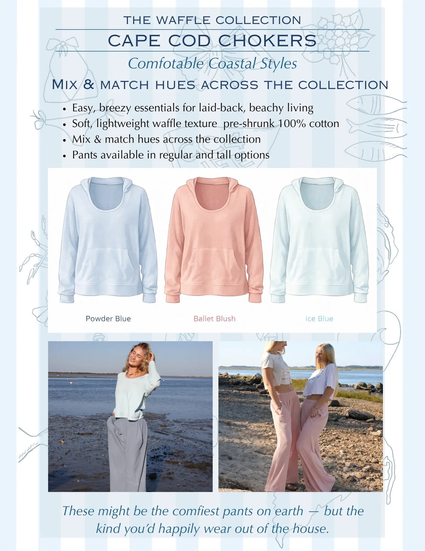 Ballet Blush Waffle Hoodie – 100% Cotton Coastal Essential