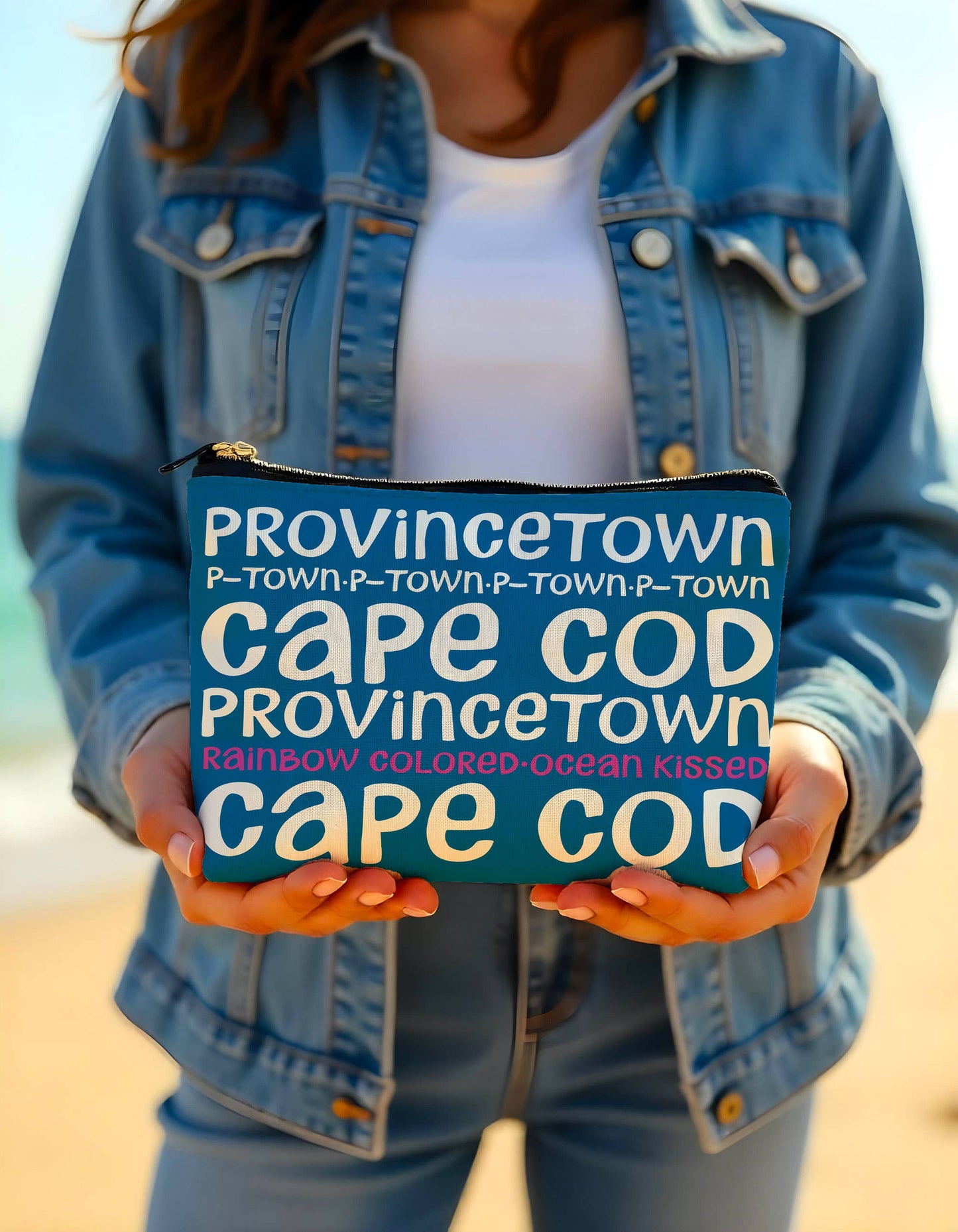 Provincetown Zipper Pouch – Cape Cod Typography Art: Small 8x6 inches