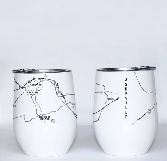Custom Map Minimalist Black & White  Insulated Wine Tumbler