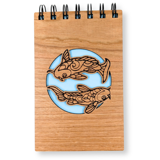 Koi Pond Wood Pocket Notebook - Notepad