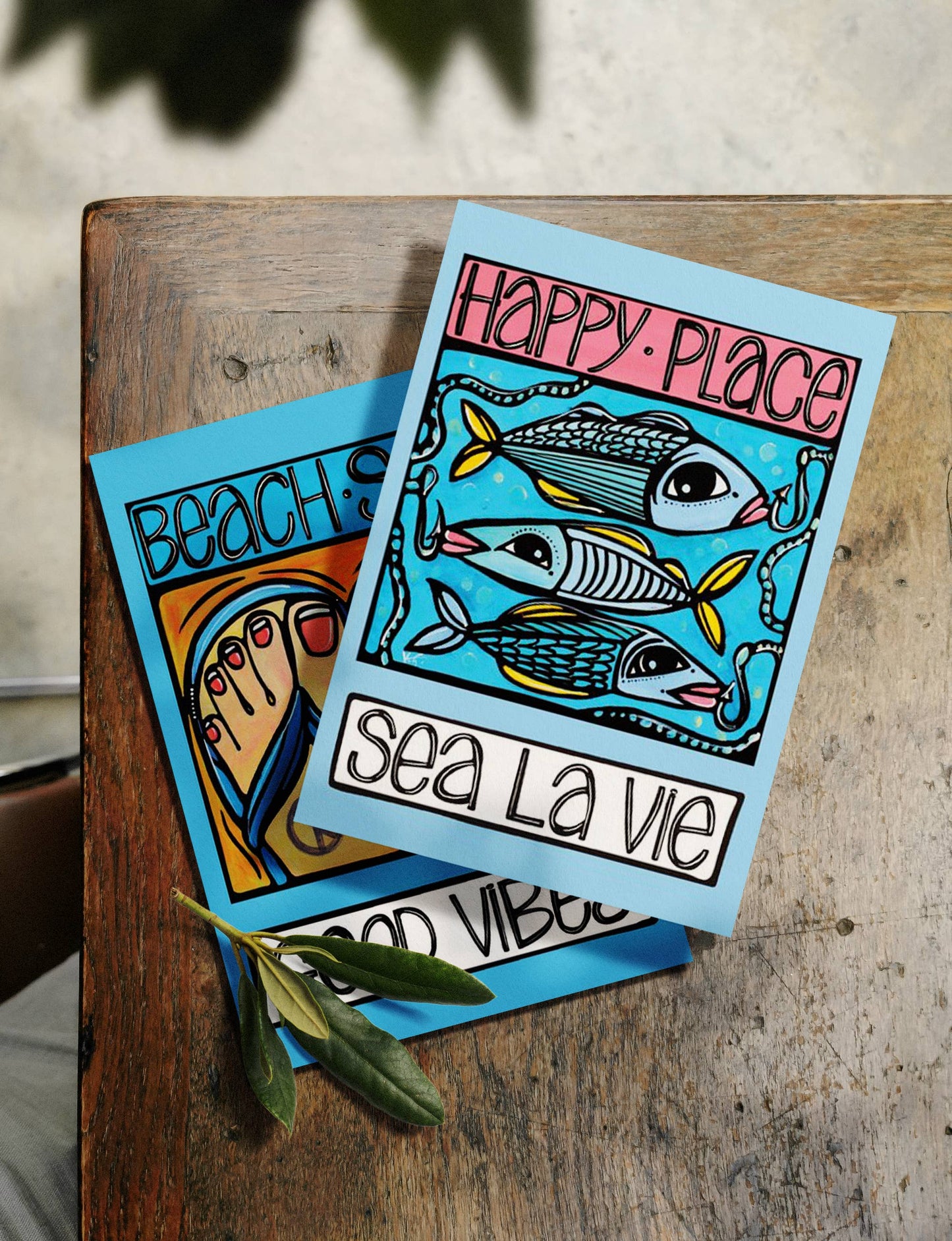Happy Place Fun Fish Postcard - Coastal Greeting Card Gift