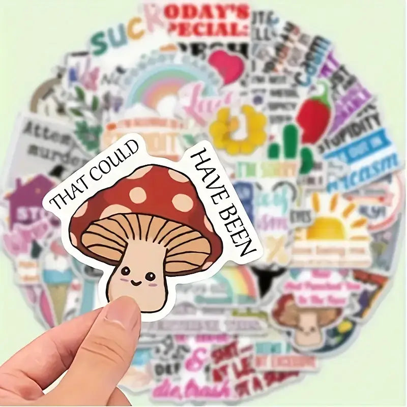 Snarky Satirical Doodle Stickers | Laptops, Water Bottles: 10 Stickers