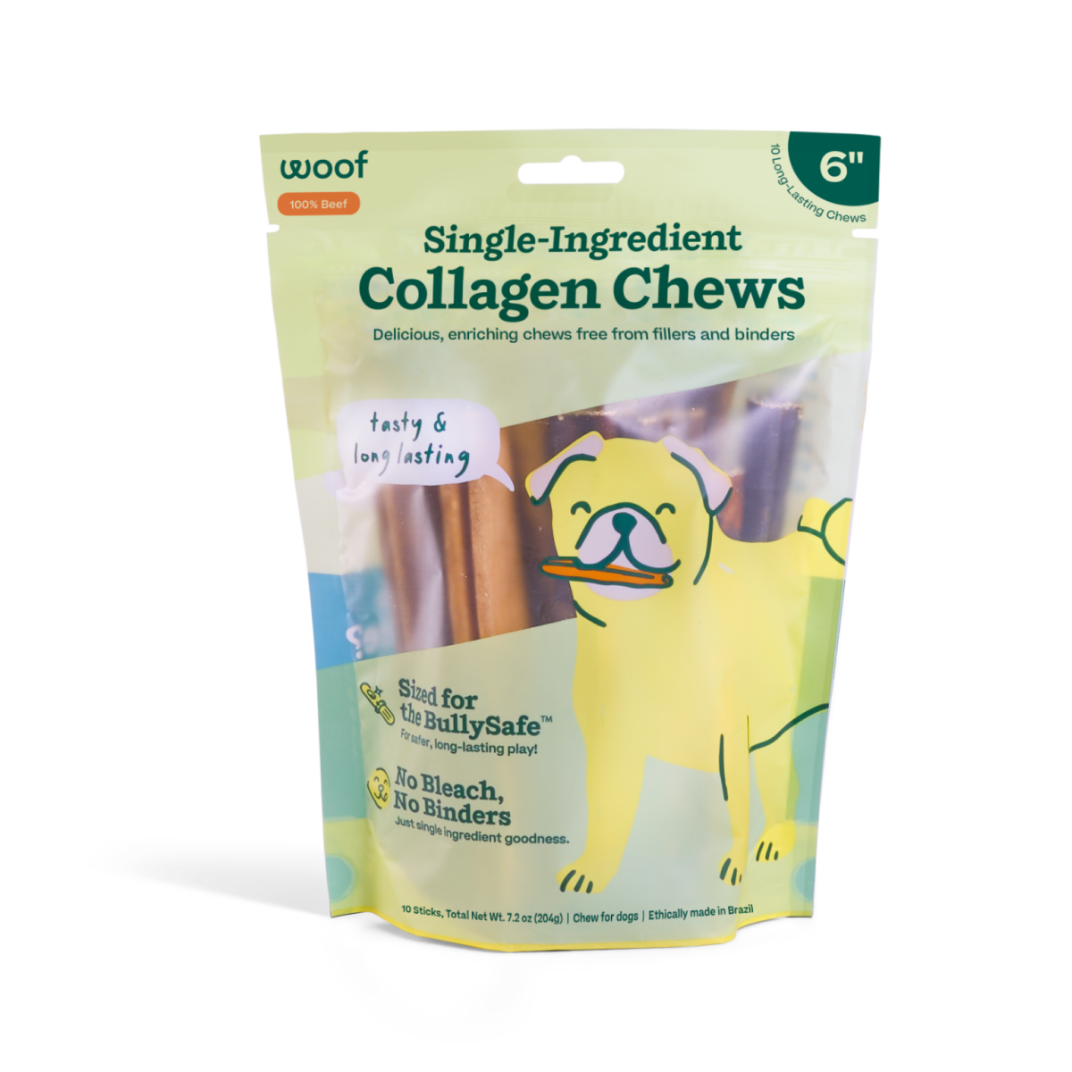 BullySafe Chews - Pure Collagen: Beef / 6-inch 10 pack