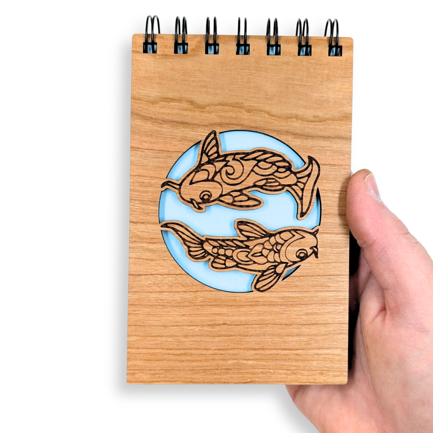 Koi Pond Wood Pocket Notebook - Notepad