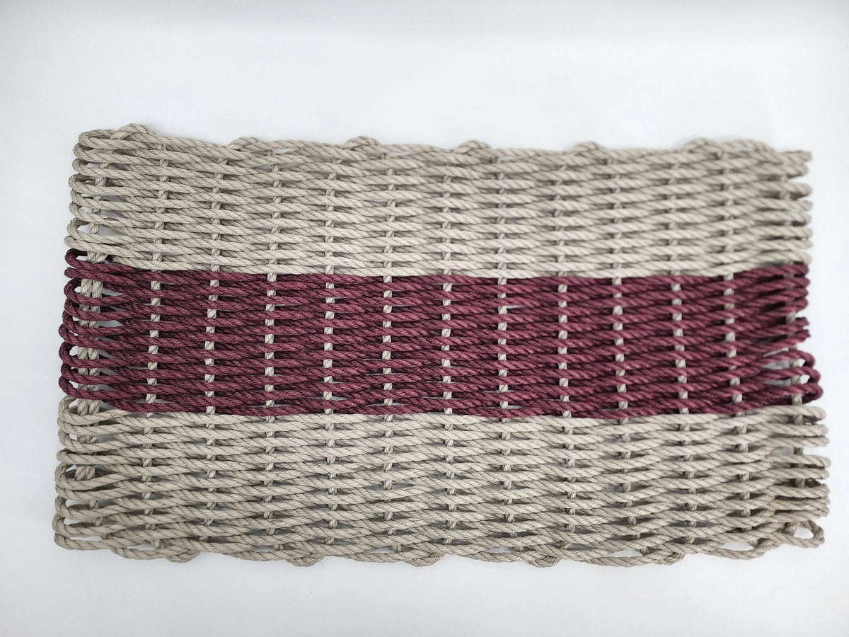 Lobster Rope Mat Tan and Burgundy, Natural Color