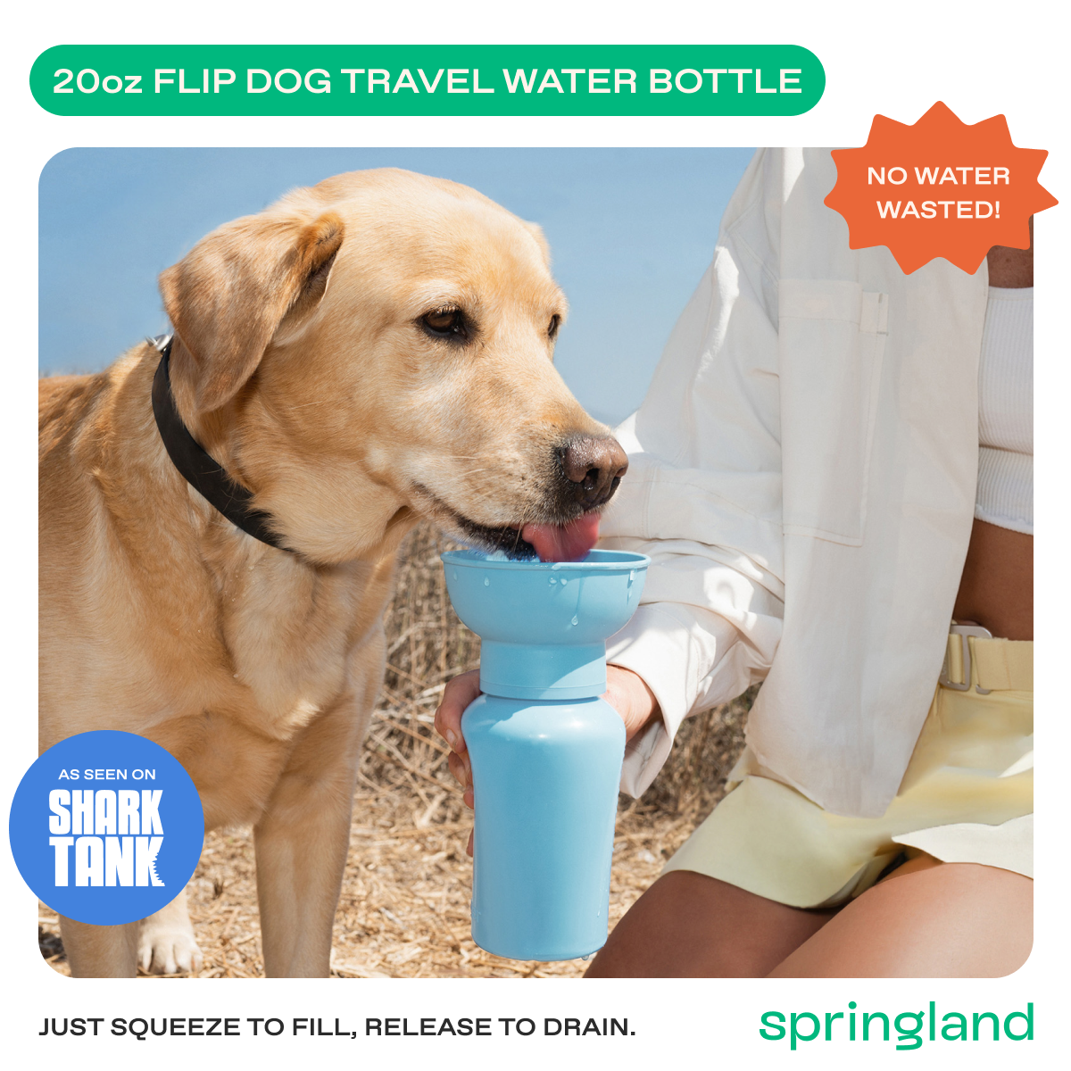 20oz Flip Springer Dog Travel Water Bottle