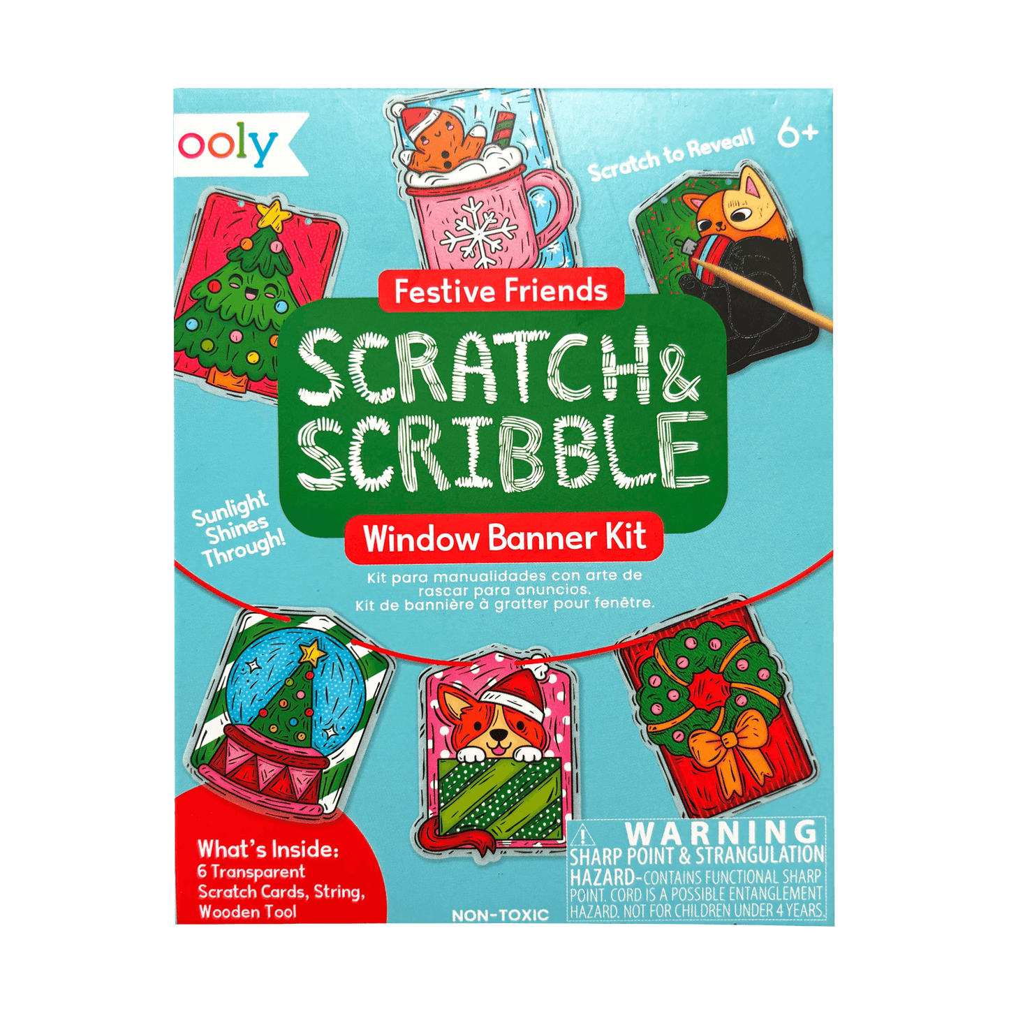 Mini Scratch & Scribble Window Banner Kit - Festive Friends