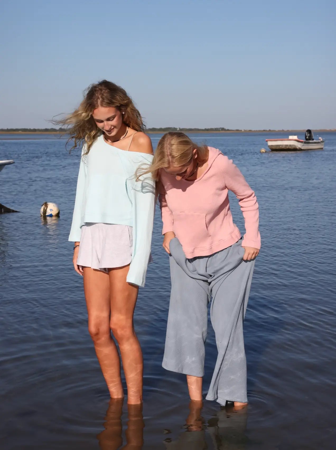 Ballet Blush Waffle Hoodie – 100% Cotton Coastal Essential