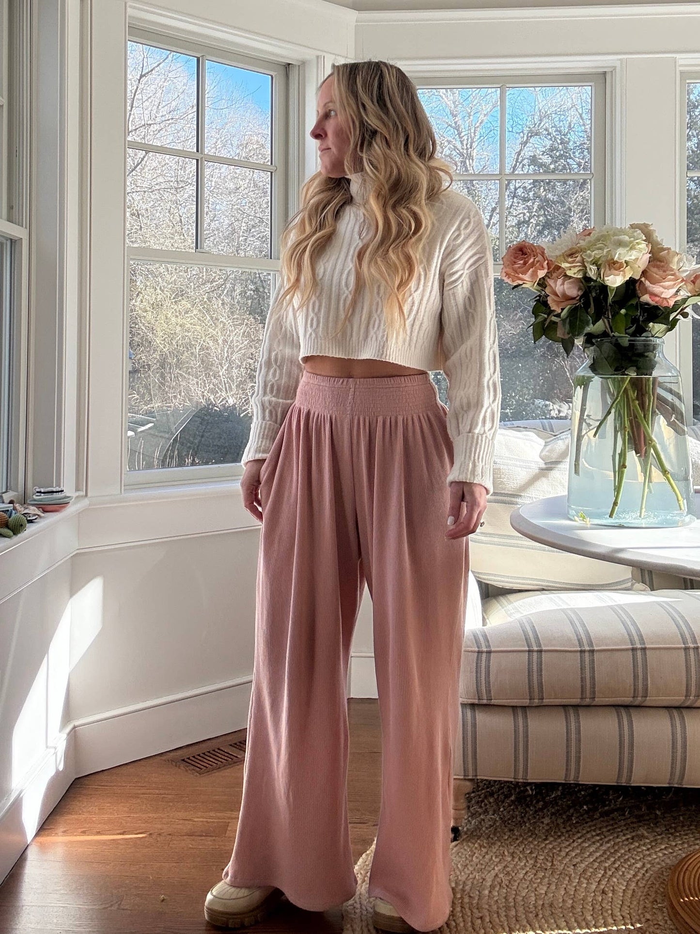 Waffle Pants – Ballet Blush Coastal Essential