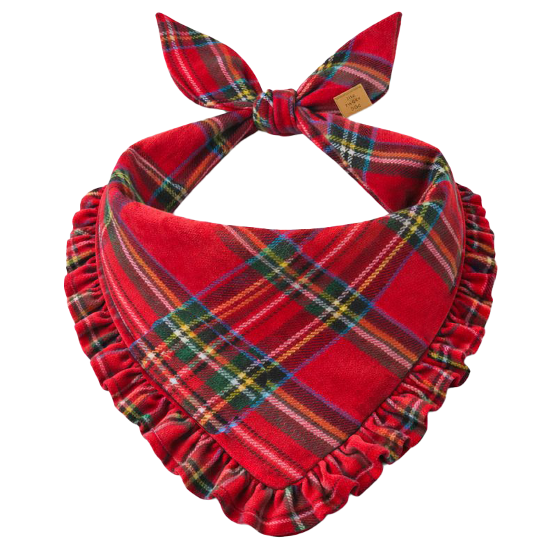Tartan Plaid Flannel Ruffled Dog Bandana
