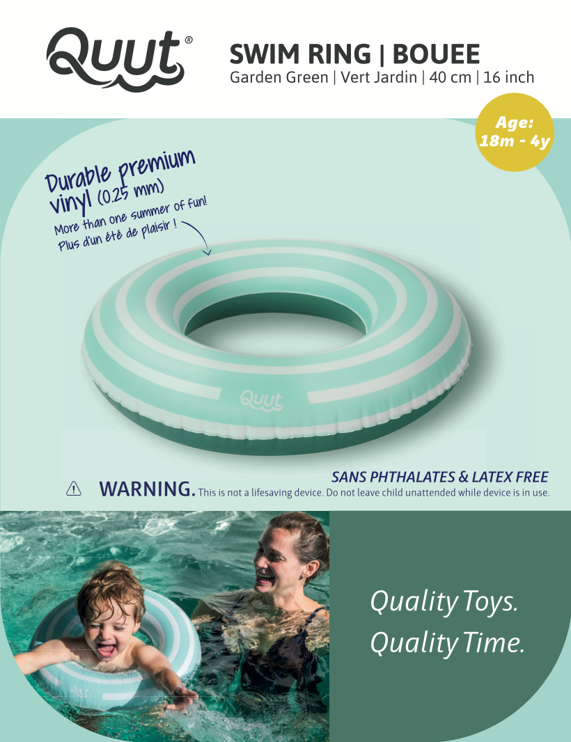 Quut Swim Rings Small - Small Size Swim Ring 16 inch: Garden Green