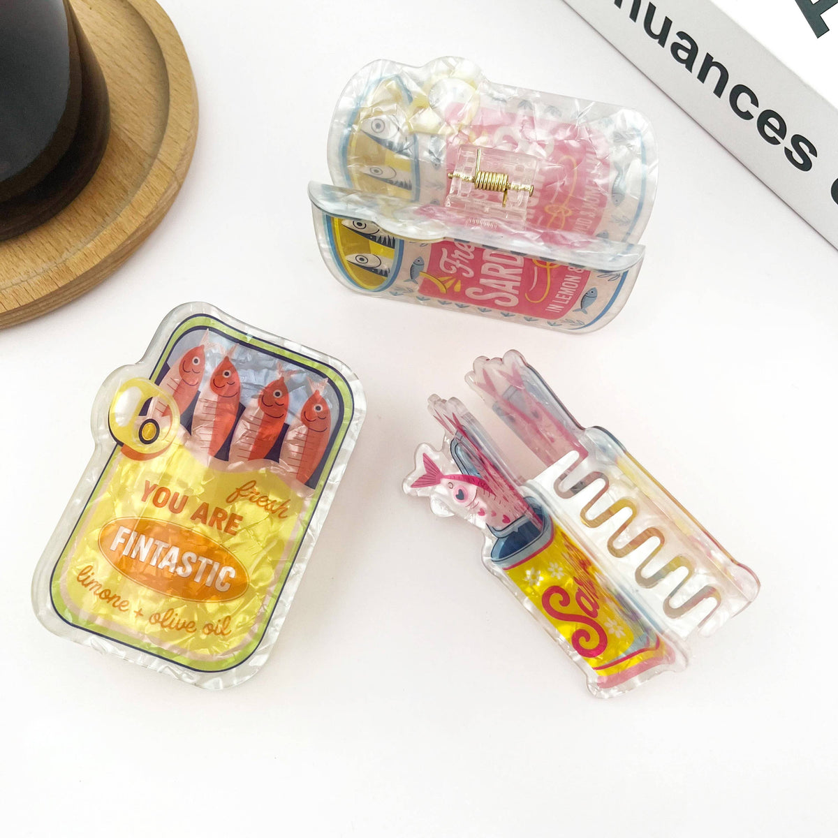 Funny Sardine Can Hair Claw Clip, Food Tin Hair Accessory