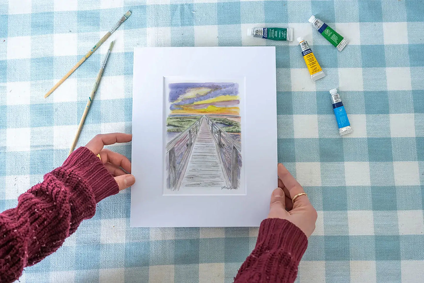Sunset Walks Down Gray's Beach Boardwalk |Cape Cod Art Print