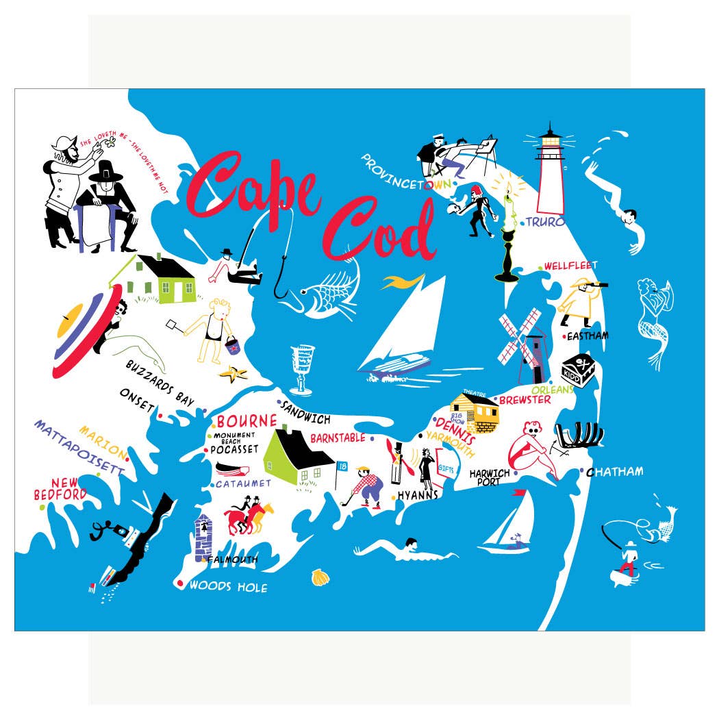 2.5'' x 3.5'' Colorful Cape Cod 50's Map Magnet