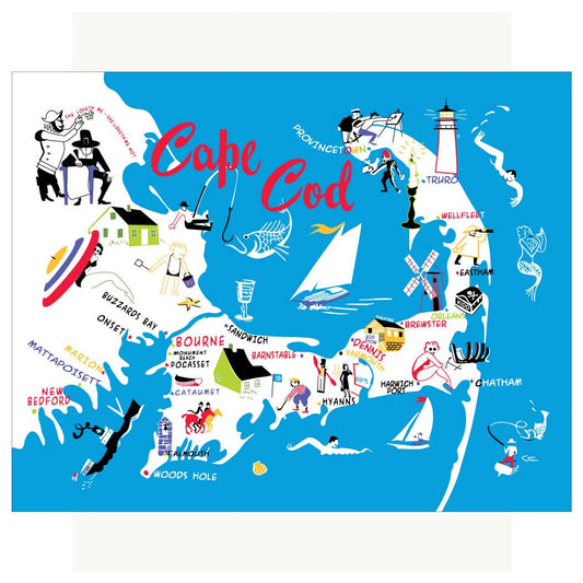 2.5'' x 3.5'' Colorful Cape Cod 50's Map Magnet