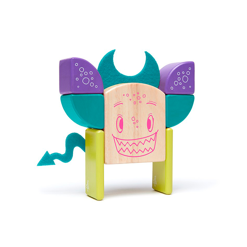 Pip Magnetic Wooden Blocks Sticky Monsters, 8 pieces