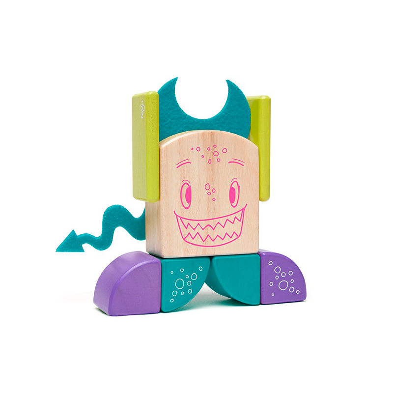 Pip Magnetic Wooden Blocks Sticky Monsters, 8 pieces