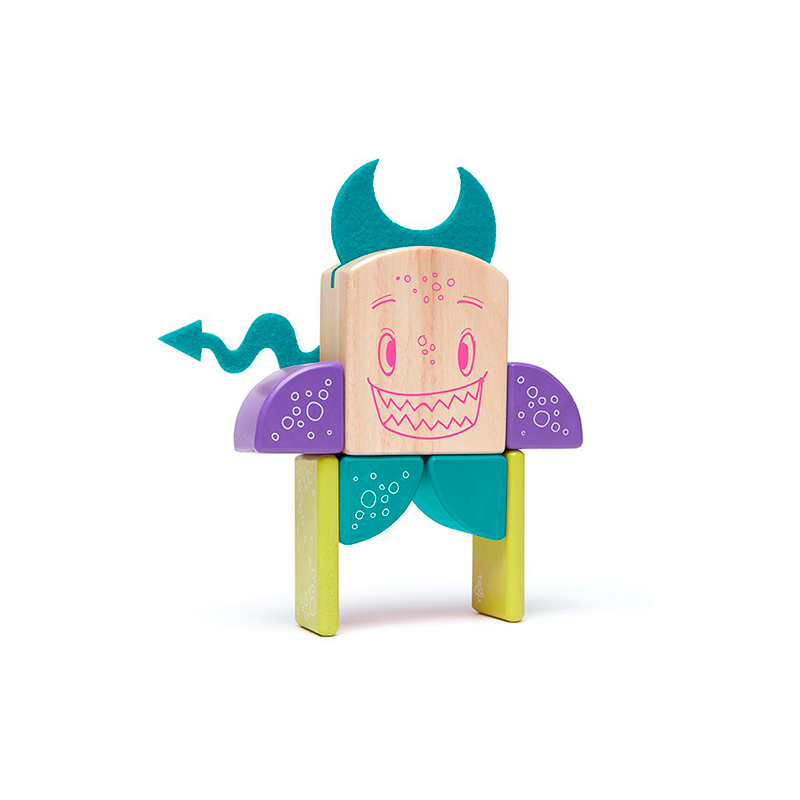 Pip Magnetic Wooden Blocks Sticky Monsters, 8 pieces