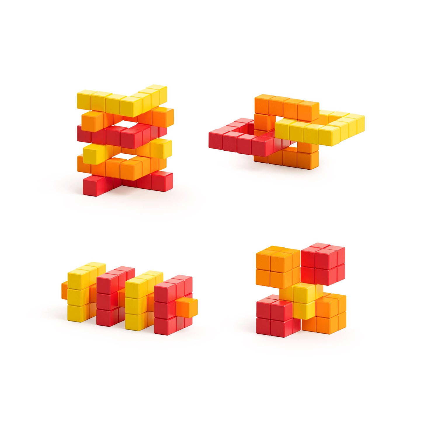 Abstract Lava - 60 pcs Multi-Color Magnetic Block Set