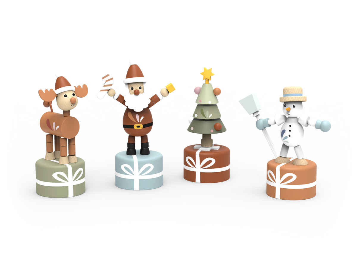 Display of 12 Christmas Pushing Puppet