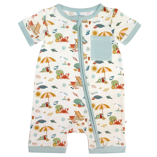 Beach Day Baby Clothing Bamboo Shortie Romper: 3-6M
