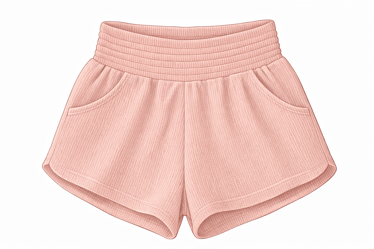 Waffle Scrunch Waist Shorts – Ballet Blush Coastal Essential