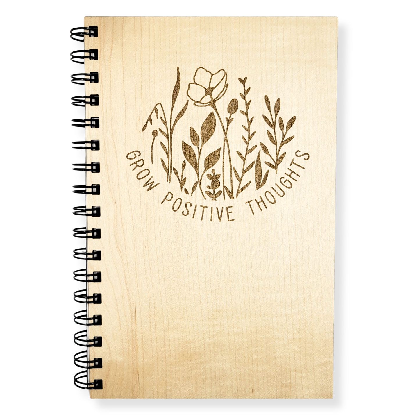 Positive thoughts wood journal - refillable notebook: Blank