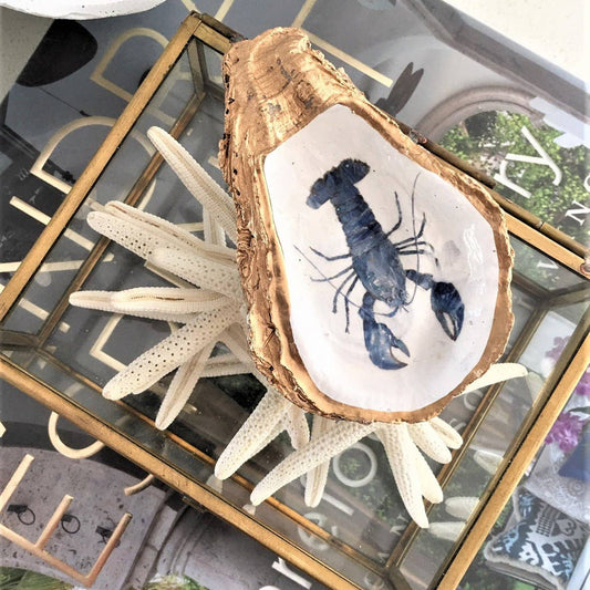 Blue Lobster Oyster Shell Trinket Dish