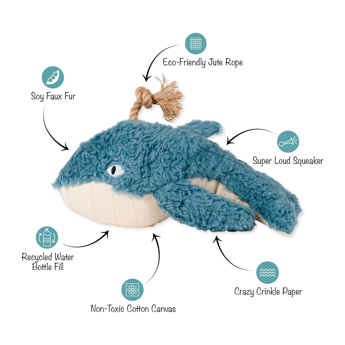 OH WHALE EARTH FRIENDLY DOG TOY