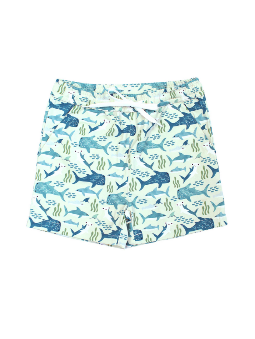 Shark Friends Ocean Animals Boys Swim Trunks Kids Swimsuit: Blue/Multi / 2/3T
