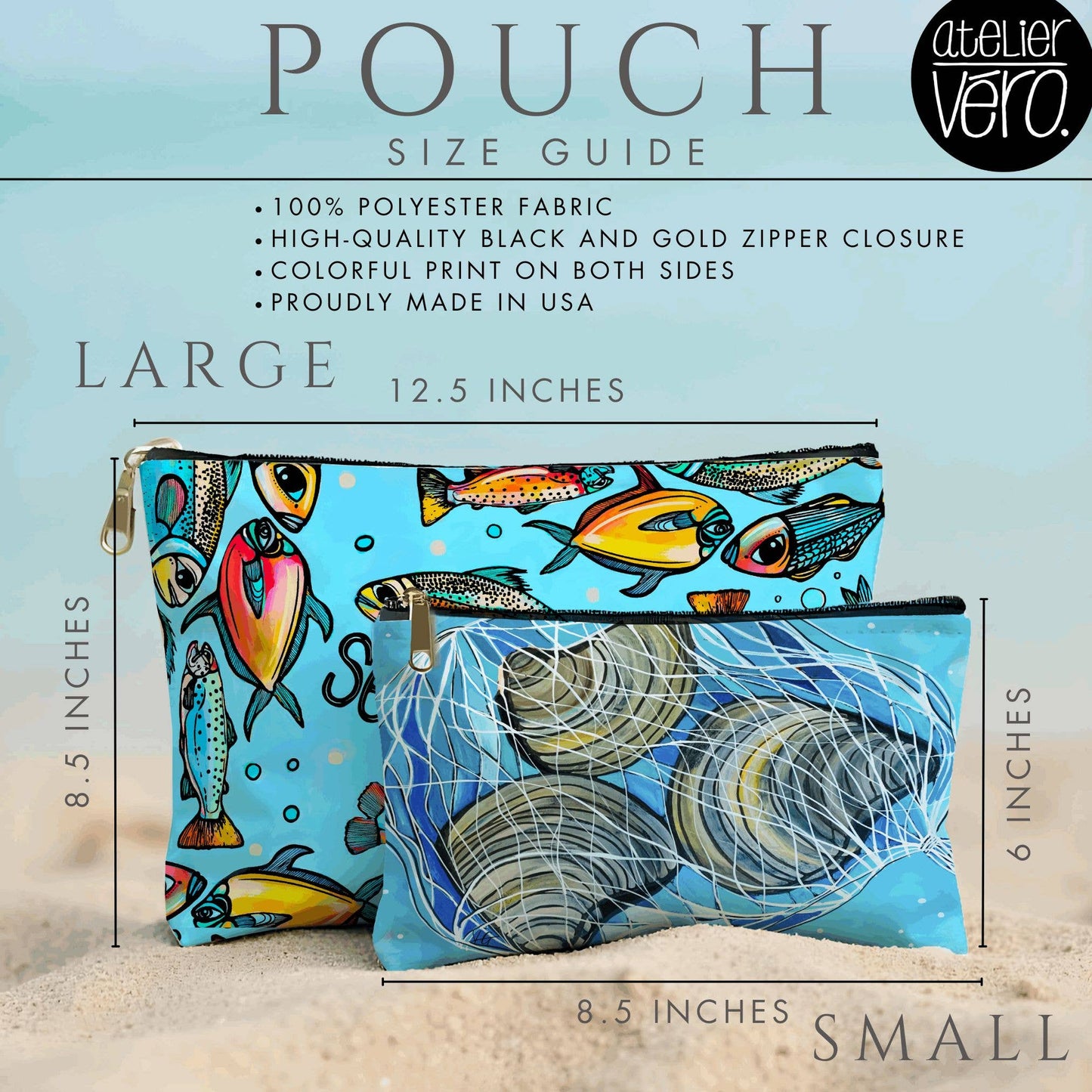 Provincetown Zipper Pouch – Cape Cod Typography Art: Small 8x6 inches