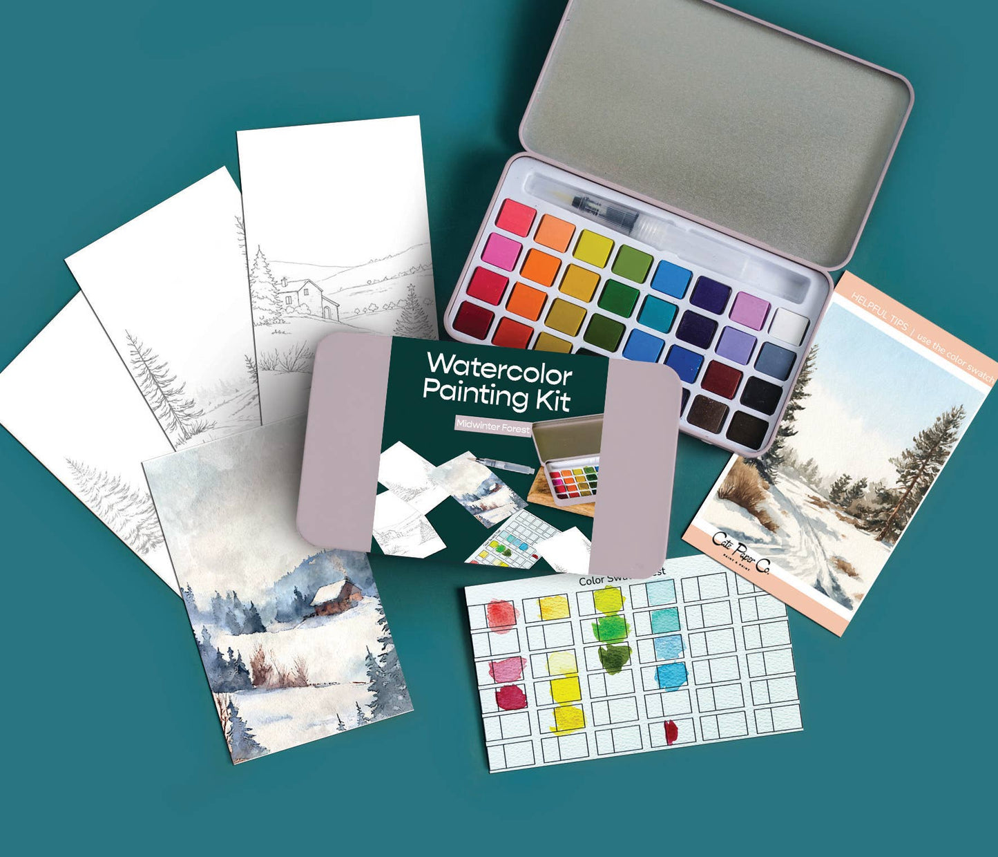 Midwinter Forest watercolor painting kit