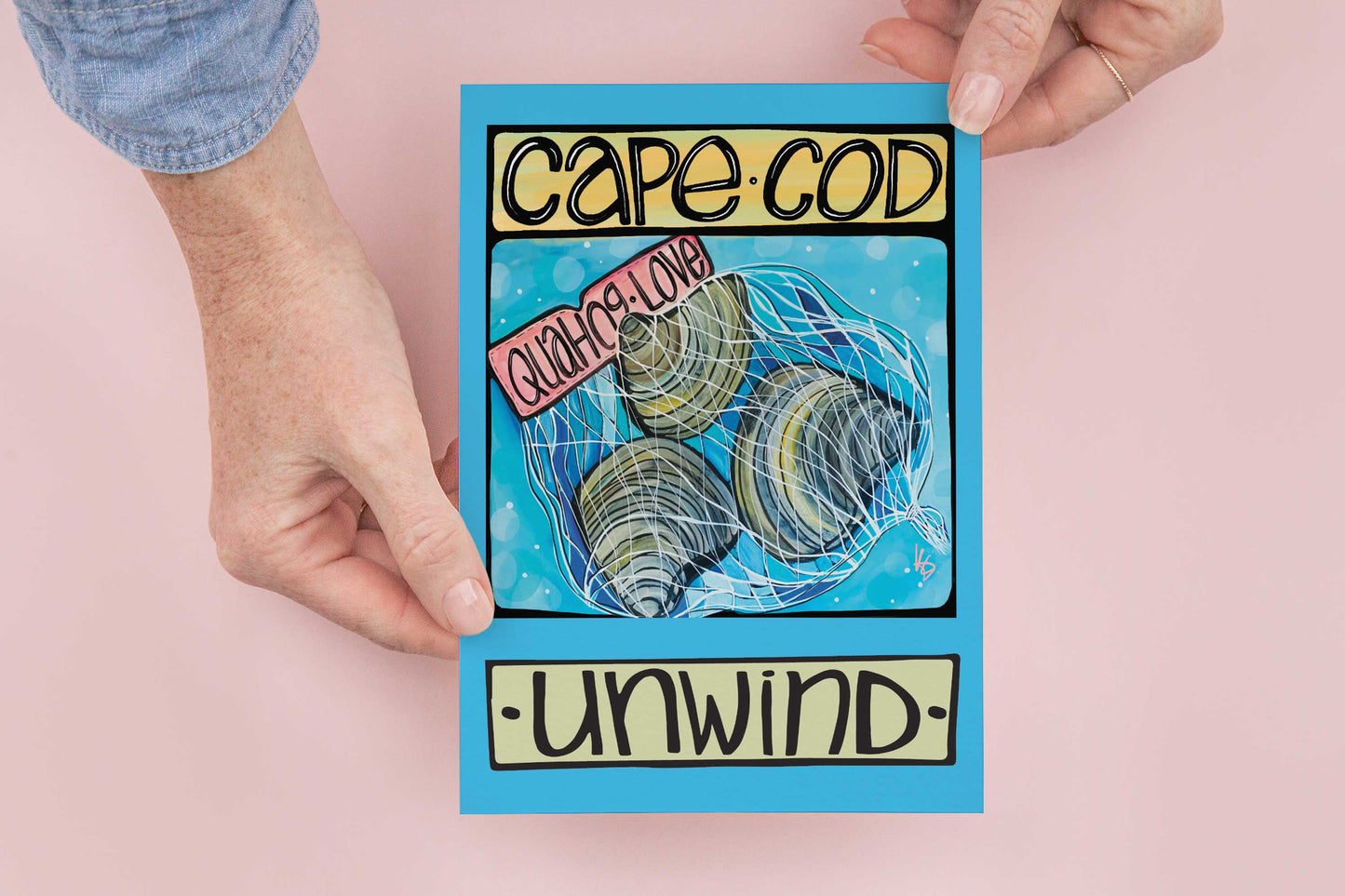 Cape Cod MA Postcard: Fun Clams Quahog Beach Coastal Card
