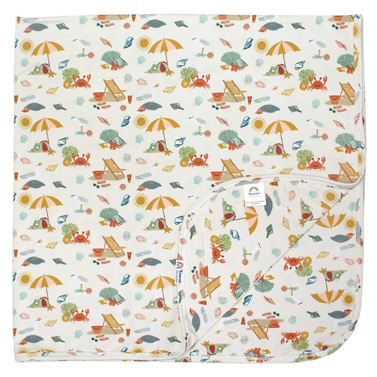 Beach Day Summer Bamboo Baby Blanket for Swaddling