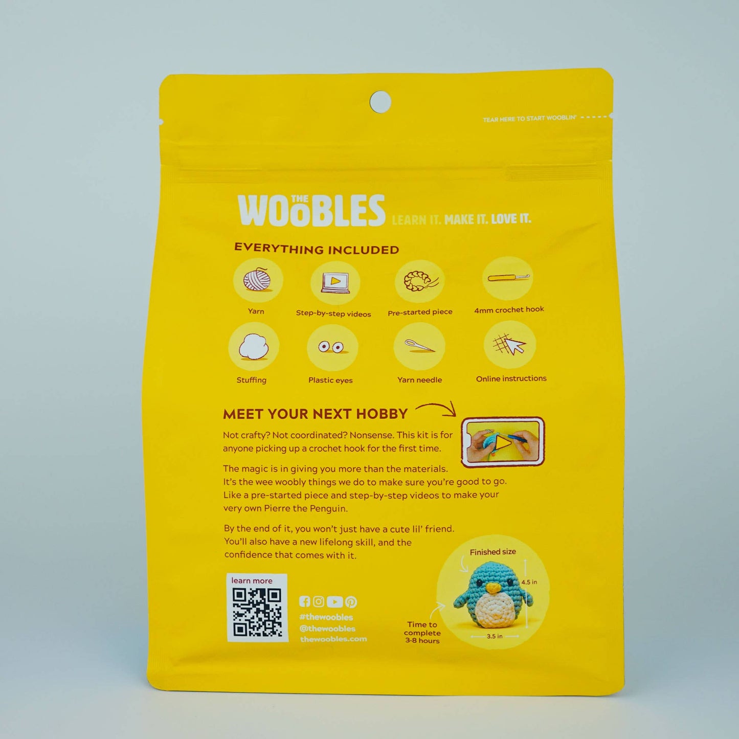 Pierre the Blue Penguin Beginner Crochet Kit