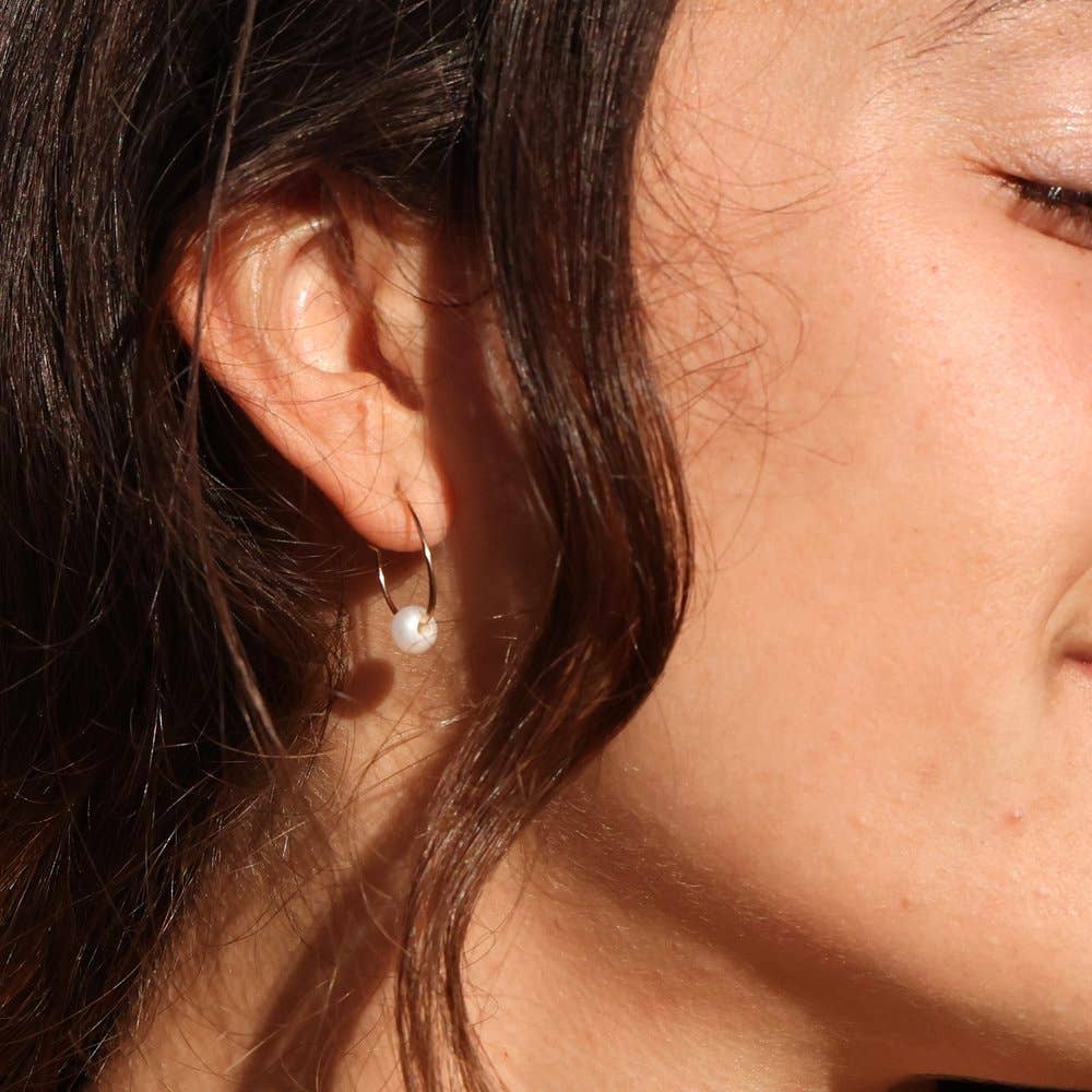 Self Love Pearl Hoops: Gold Filled
