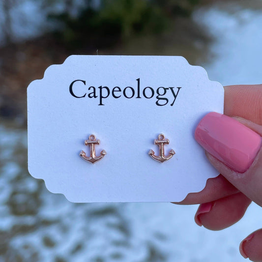Anchor Earrings: Rose Gold
