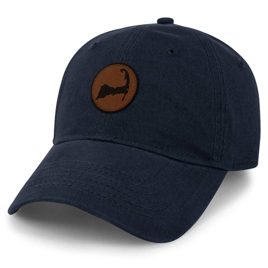 Cape Cod Circle Leather Patch Dad Hat: Navy / Dad Hat